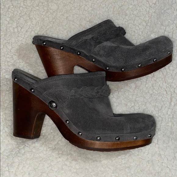 UGG Shoes - UGG suede clog 8 grey braided leather suede